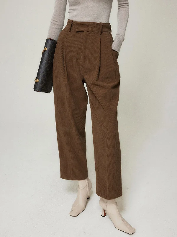 BerryBetty - Caramel Smart Cropped Straight Leg Pants