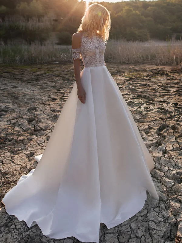 Off The Shoulder Boho Wedding Dress Rustic A line Bridal