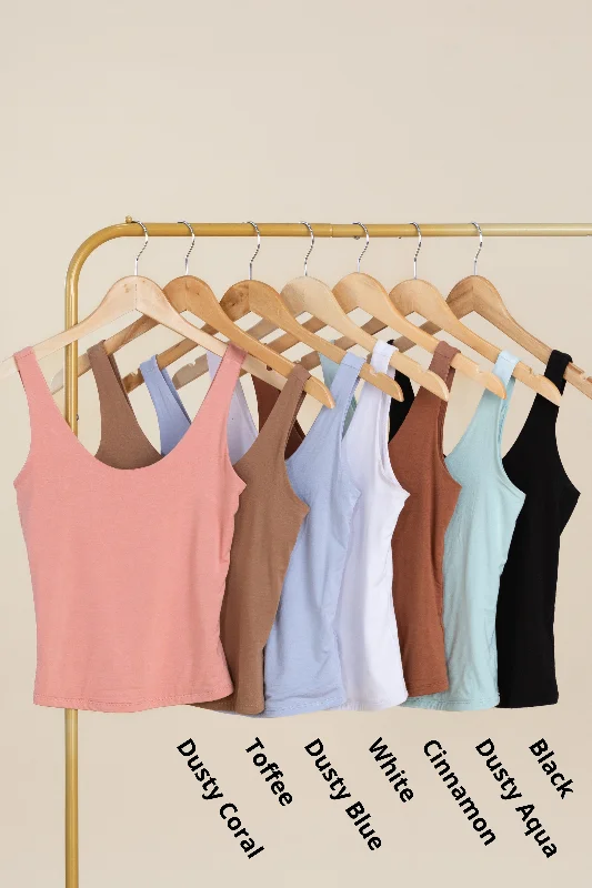 Basic Double Layer Scoop Neck Tank Top