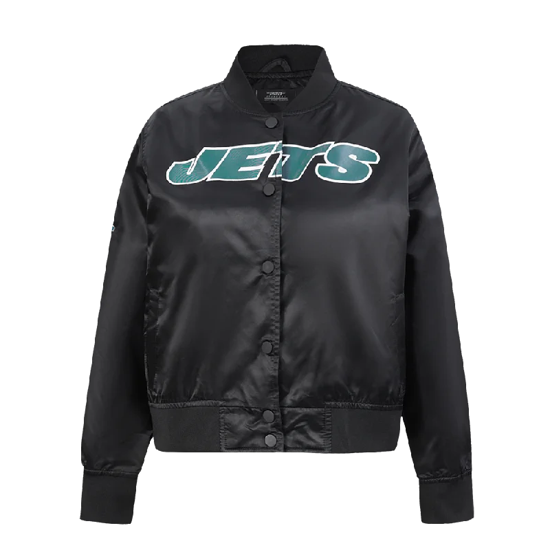 NFL NEW YORK JETS CLASSIC WOMEN'S SATIN JACKET (BLACK)