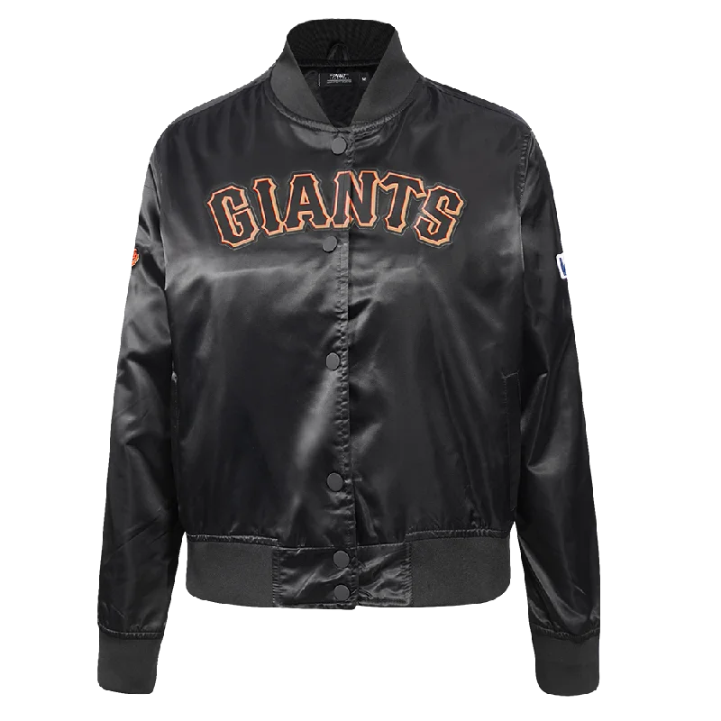 MLB SAN FRANCISCO GIANTS CLASSIC WOMEN'S SATIN JACKET (BLACK)