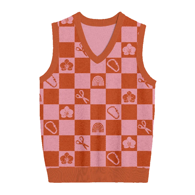 Lesbian Checkered Knit Vest