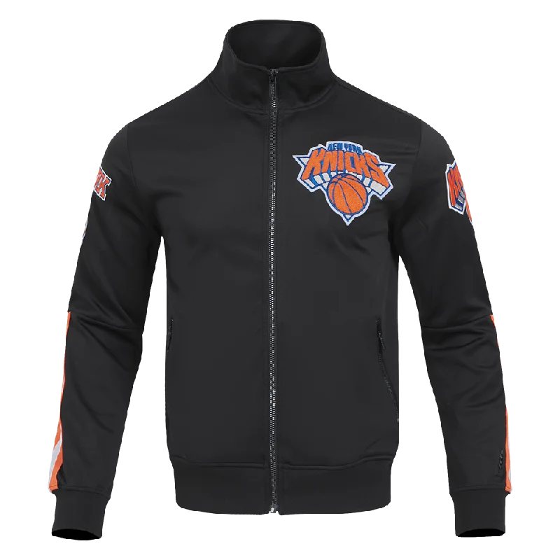 NBA NEW YORK KNICKS CLASSIC MEN'S DOUBLE KNIT TRACK JACKET (BLACK)